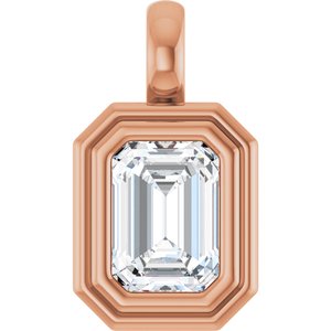 18K Rose Gold 7x5 mm Emerald Charm/Pendant Mounting