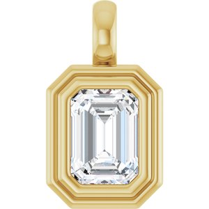 14K Yellow Gold 7x5 mm Emerald Charm/Pendant Mounting