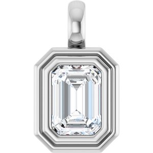 Sterling Silver 7x5 mm Emerald Charm/Pendant Mounting