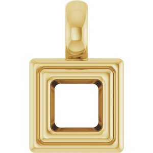 10K Yellow Gold 3.75x3.75 mm Square Charm/Pendant Mounting – image 2