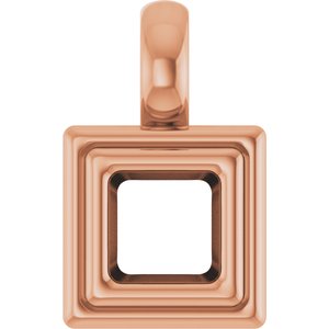 14K Rose Gold 3.75x3.75 mm Square Charm/Pendant Mounting – image 2
