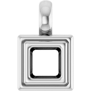 18K White Gold 3.75x3.75 mm Square Charm/Pendant Mounting – image 2