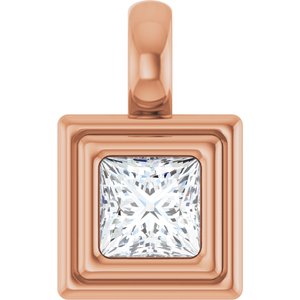 18K Rose Gold 3.75x3.75 mm Square Charm/Pendant Mounting