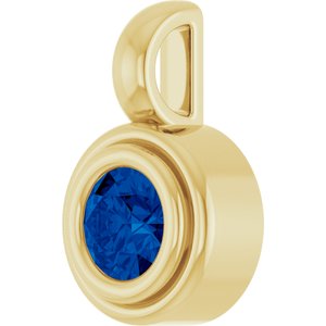 14K Yellow Gold Lab-Grown Blue Sapphire Charm/Pendant – image 2