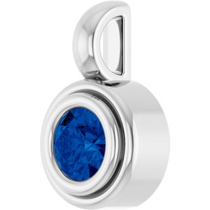 Platinum Lab-Grown Blue Sapphire Charm/Pendant – image 2