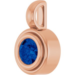 14K Rose Gold Lab-Grown Blue Sapphire Charm/Pendant – image 2