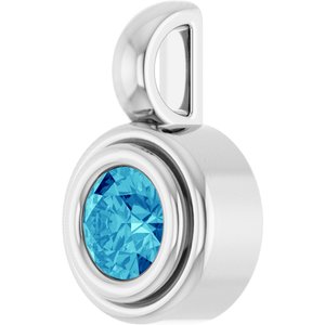 14K White Gold Natural Blue Zircon Charm/Pendant – image 2