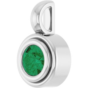 Sterling Silver Lab-Grown Emerald Charm/Pendant – image 2
