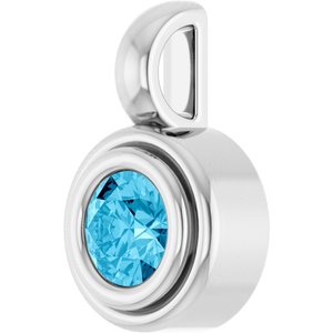14K White Gold Natural Aquamarine Charm/Pendant – image 2