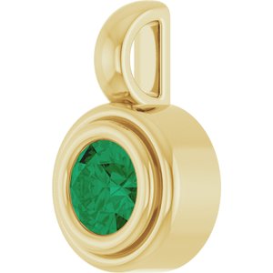 14K Yellow Gold Lab-Grown Emerald Charm/Pendant – image 2