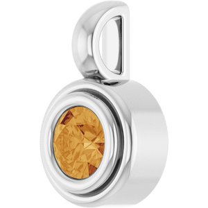 14K White Gold Natural Citrine Charm/Pendant – image 2