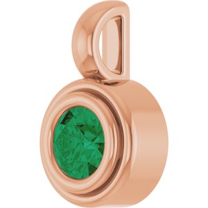14K Rose Gold Natural Emerald Charm/Pendant – image 2