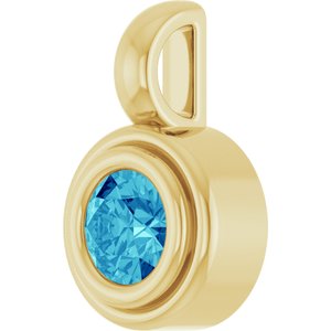 14K Yellow Gold Natural Blue Zircon Charm/Pendant – image 2
