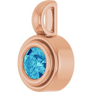 14K Rose Gold Natural Blue Zircon Charm/Pendant – image 2