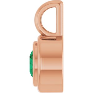 14K Rose Gold Lab-Grown Emerald Charm/Pendant – image 3
