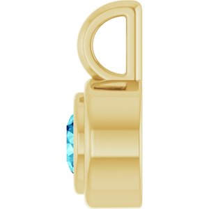 14K Yellow Gold Natural Blue Zircon Charm/Pendant – image 3