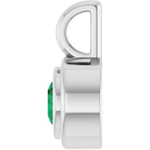 Platinum Lab-Grown Emerald Charm/Pendant – image 3