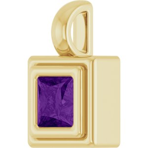 14K Yellow Gold Natural Amethyst Charm/Pendant – image 2
