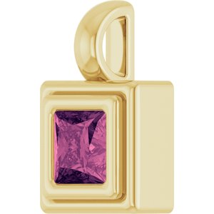 14K Yellow Gold Natural Pink Tourmaline Charm/Pendant – image 2
