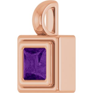 14K Rose Gold Natural Amethyst Charm/Pendant – image 2