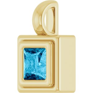 14K Yellow Gold Natural Aquamarine Charm/Pendant – image 2