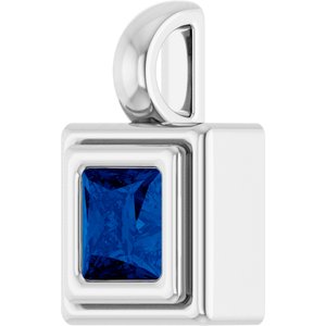 Platinum Natural Blue Sapphire Charm/Pendant – image 2