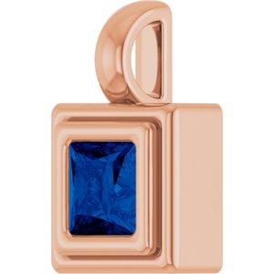 14K Rose Gold Natural Blue Sapphire Charm/Pendant – image 2
