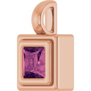 14K Rose Gold Natural Pink Tourmaline Charm/Pendant – image 2