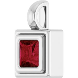 Sterling Silver Lab-Grown Ruby Charm/Pendant – image 2