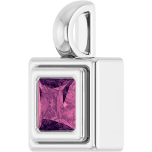 14K White Gold Natural Pink Tourmaline Charm/Pendant – image 2