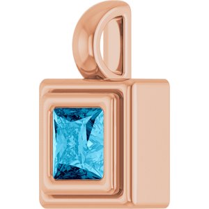 14K Rose Gold Natural Aquamarine Charm/Pendant