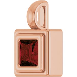 14K Rose Gold Natural Mozambique Garnet Charm/Pendant – image 2