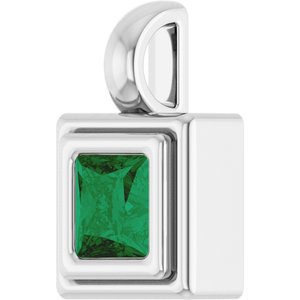 Platinum Lab-Grown Emerald Charm/Pendant – image 2