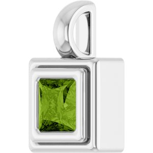 14K White Gold Natural Peridot Charm/Pendant – image 2