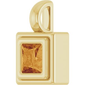 14K Yellow Gold Natural Citrine Charm/Pendant – image 2