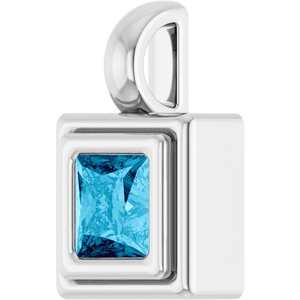 Platinum Natural Aquamarine Charm/Pendant – image 2