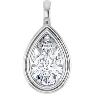 18K White Gold 13x8 mm Pear Charm/Pendant Mounting