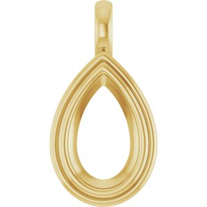 10K Yellow Gold 13x8 mm Pear Charm/Pendant Mounting – image 2