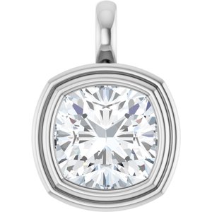 Platinum 11x11 mm Cushion Charm/Pendant Mounting