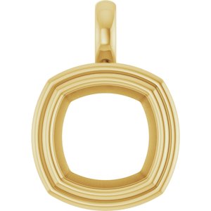 10K Yellow Gold 11x11 mm Cushion Charm/Pendant Mounting – image 2