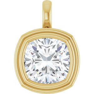 14K Yellow Gold 11x11 mm Cushion Charm/Pendant Mounting