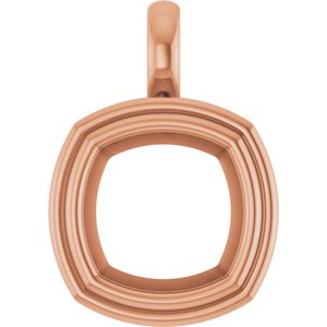 10K Rose Gold 11x11 mm Cushion Charm/Pendant Mounting – image 2