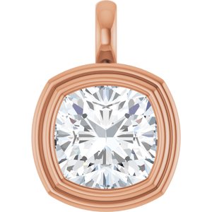 18K Rose Gold 11x11 mm Cushion Charm/Pendant Mounting