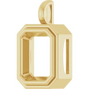14K Yellow Gold 13x11 mm Emerald Charm/Pendant Mounting – image 4