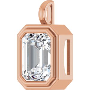 14K Rose Gold 13x11 mm Emerald Charm/Pendant Mounting – image 3