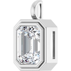 18K White Gold 13x11 mm Emerald Charm/Pendant Mounting – image 3