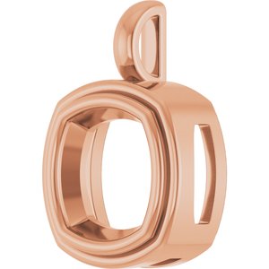 14K Rose Gold 11x11 mm Cushion Charm/Pendant Mounting – image 4