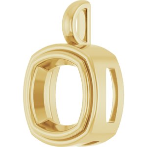 10K Yellow Gold 11x11 mm Cushion Charm/Pendant Mounting – image 4