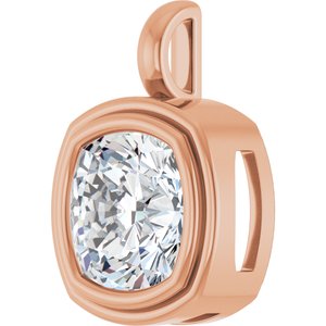 18K Rose Gold 11x11 mm Cushion Charm/Pendant Mounting – image 3