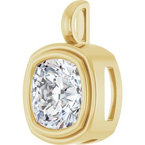 10K Yellow Gold 11x11 mm Cushion Charm/Pendant Mounting – image 3